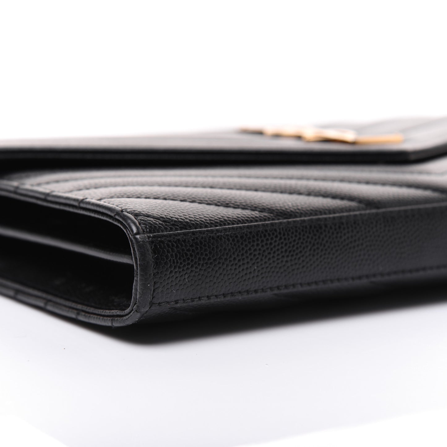 Grain De Poudre Matelasse Chevron Monogram Chain Wallet Black