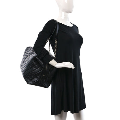 Chanel Aged Calfskin Chevron Quilted Duffle Bag Black 2 of 11