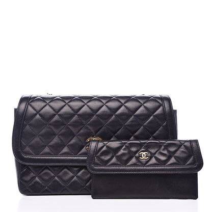 Chanel Lambskin Quilted Medium Single Flap Navy Blue 3 of 16