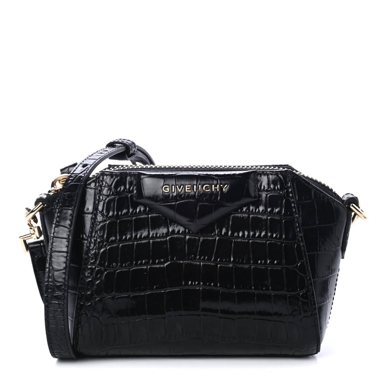 Givenchy Calfskin Crocodile Embossed Nano Antigona Black 1 of 5