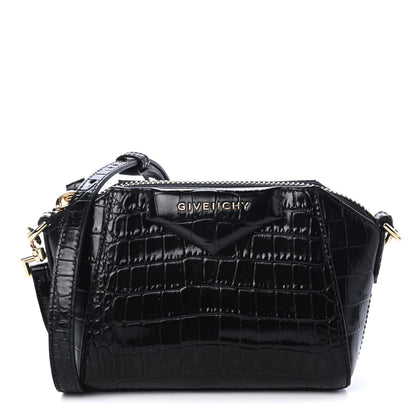 Givenchy Calfskin Crocodile Embossed Nano Antigona Black 1 of 5