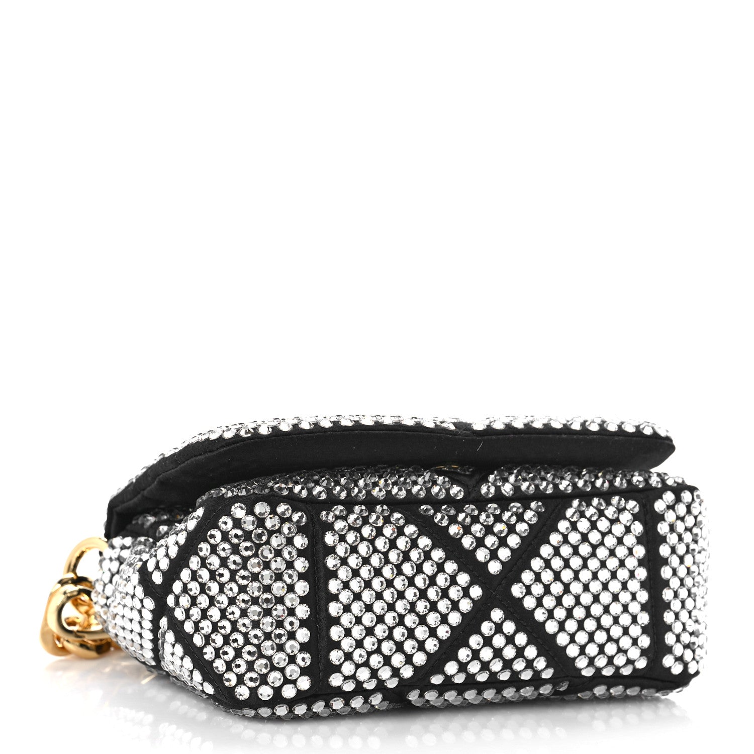 Prada Satin Crystal Mini Bag With Chain Black 4 of 8