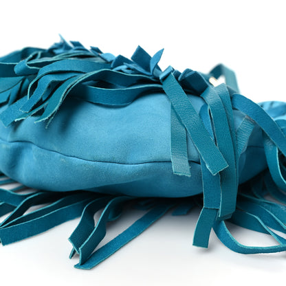 Saint Laurent Suede Boheme Fringe Hobo Blue 10 of 12
