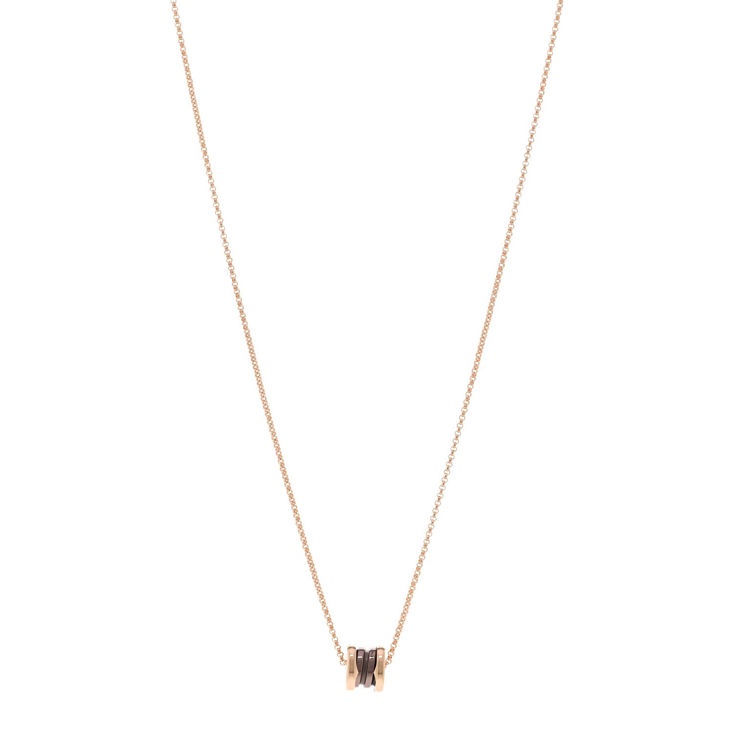 Bulgari 18K Rose Gold Cermet Small B.Zero1 Pendant Necklace 1 of 5