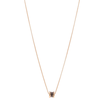 Bulgari 18K Rose Gold Cermet Small B.Zero1 Pendant Necklace 1 of 5