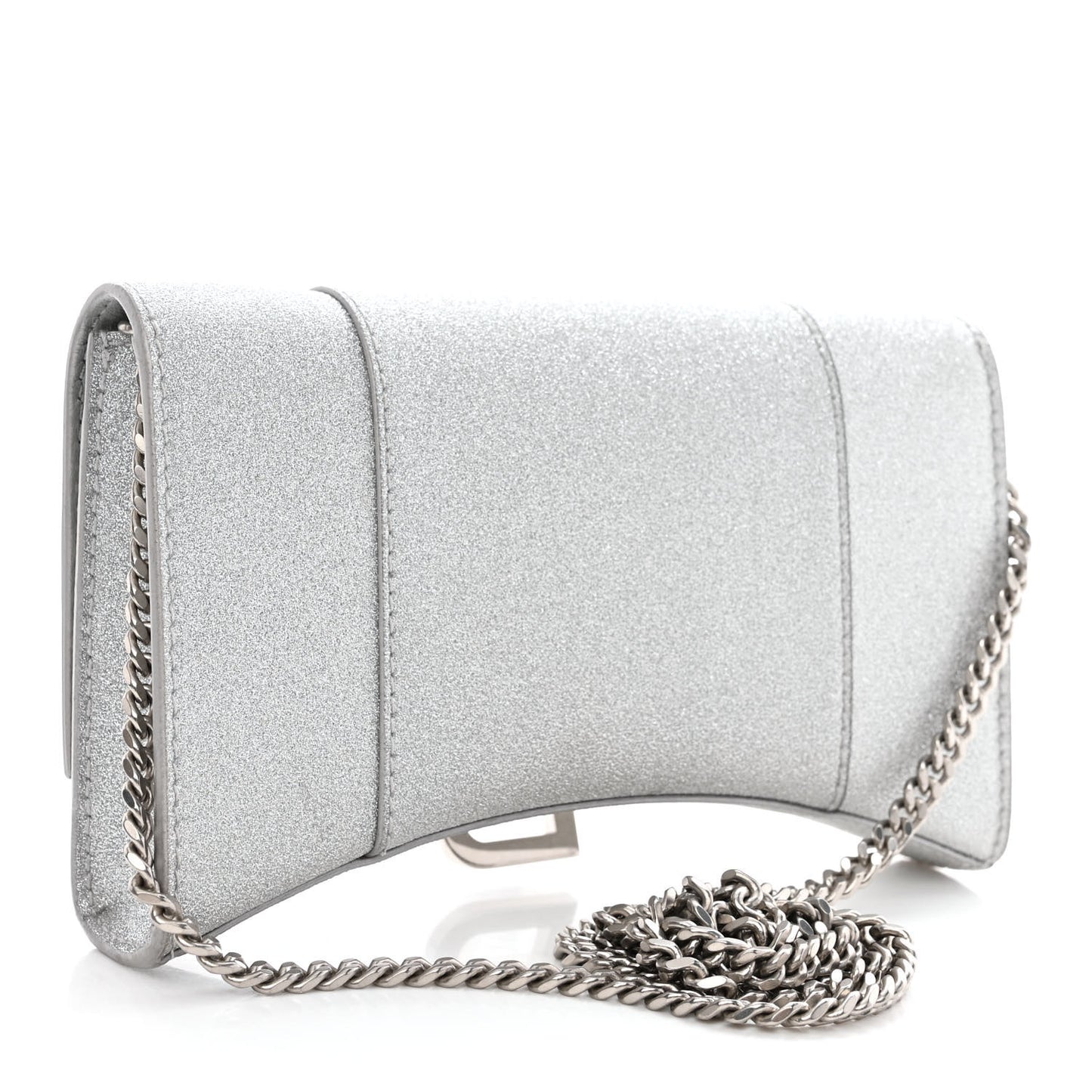 Sparkling Fabric XS Hourglass Wallet On Chain Silver
