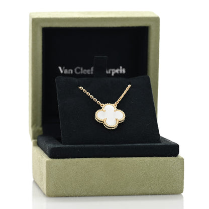 Van Cleef & Arpels 18K Yellow Gold Mother of Pearl Vintage Alhambra Pendant Necklace 3 of 5