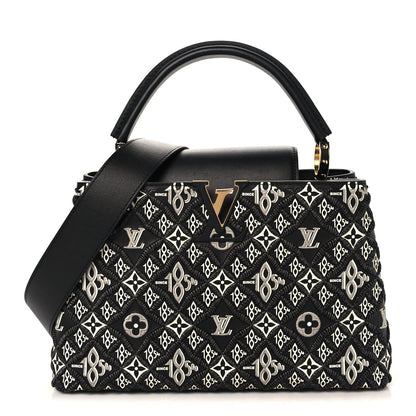 Louis Vuitton Calfskin Since 1854 Embroidered Capucines PM Black 1 of 9