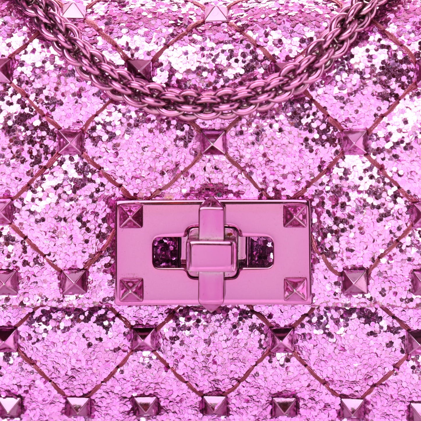 Glitter Mini Rockstud Spike Shoulder Bag Water Lilac