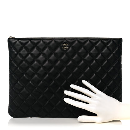 Chanel Lambskin Quilted Large Cosmetic Case Black 2 of 11