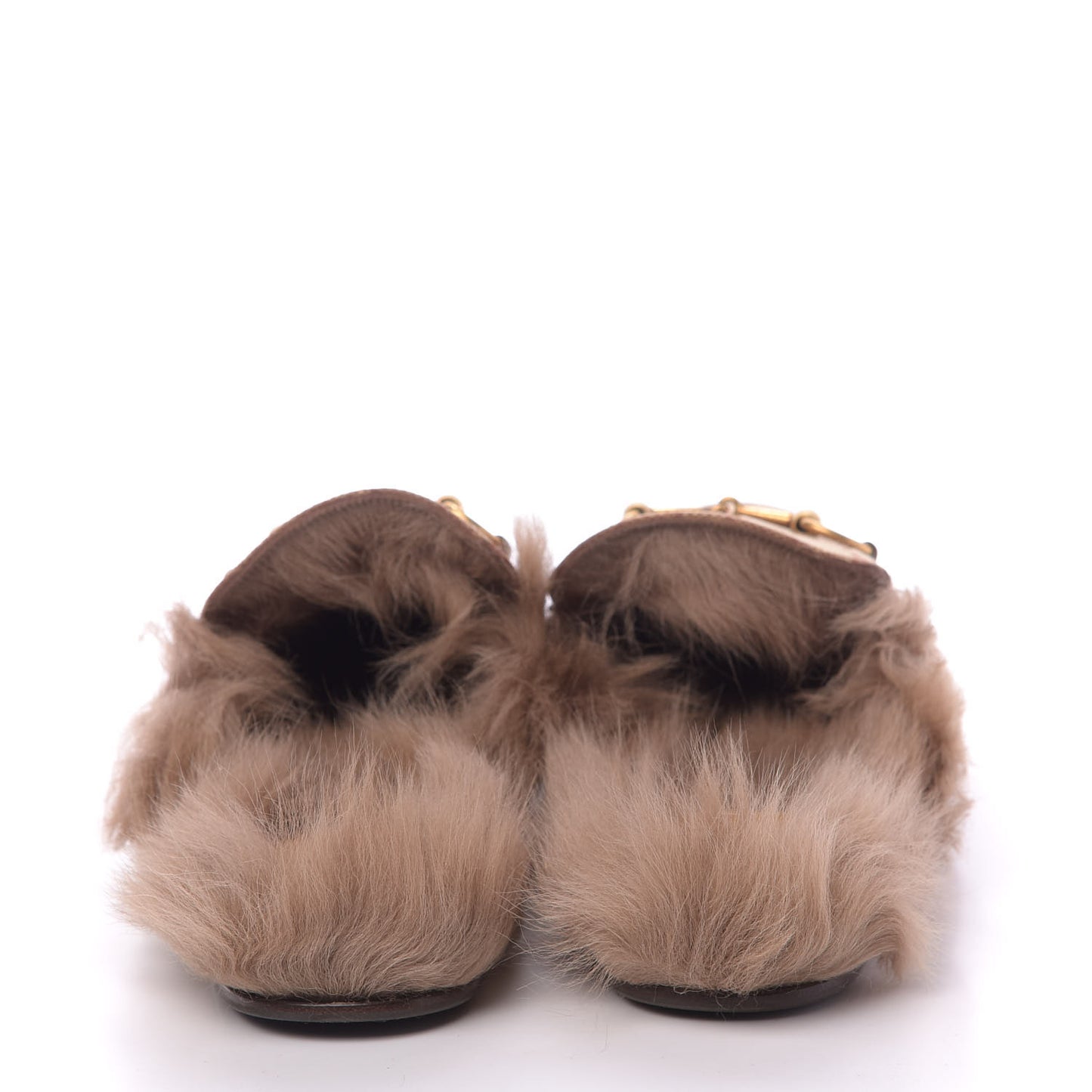 GG Monogram Fur Mens Princetown Slippers 12 Beige Ruggine Rust