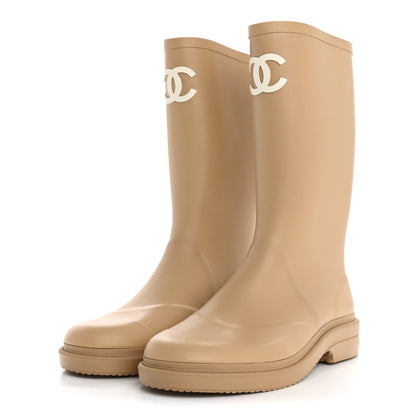 Chanel Caoutchouk CC High Boots 42 Beige 3 of 8