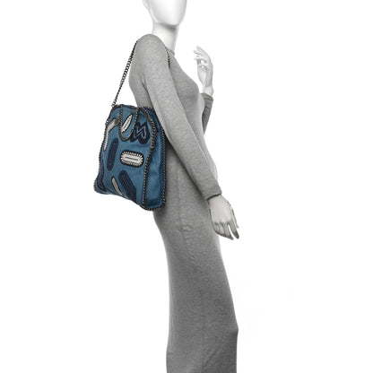Stella McCartney Eco Denim Embroidered Zigarette Falabella Fold Over Tote Blue 2 of 11