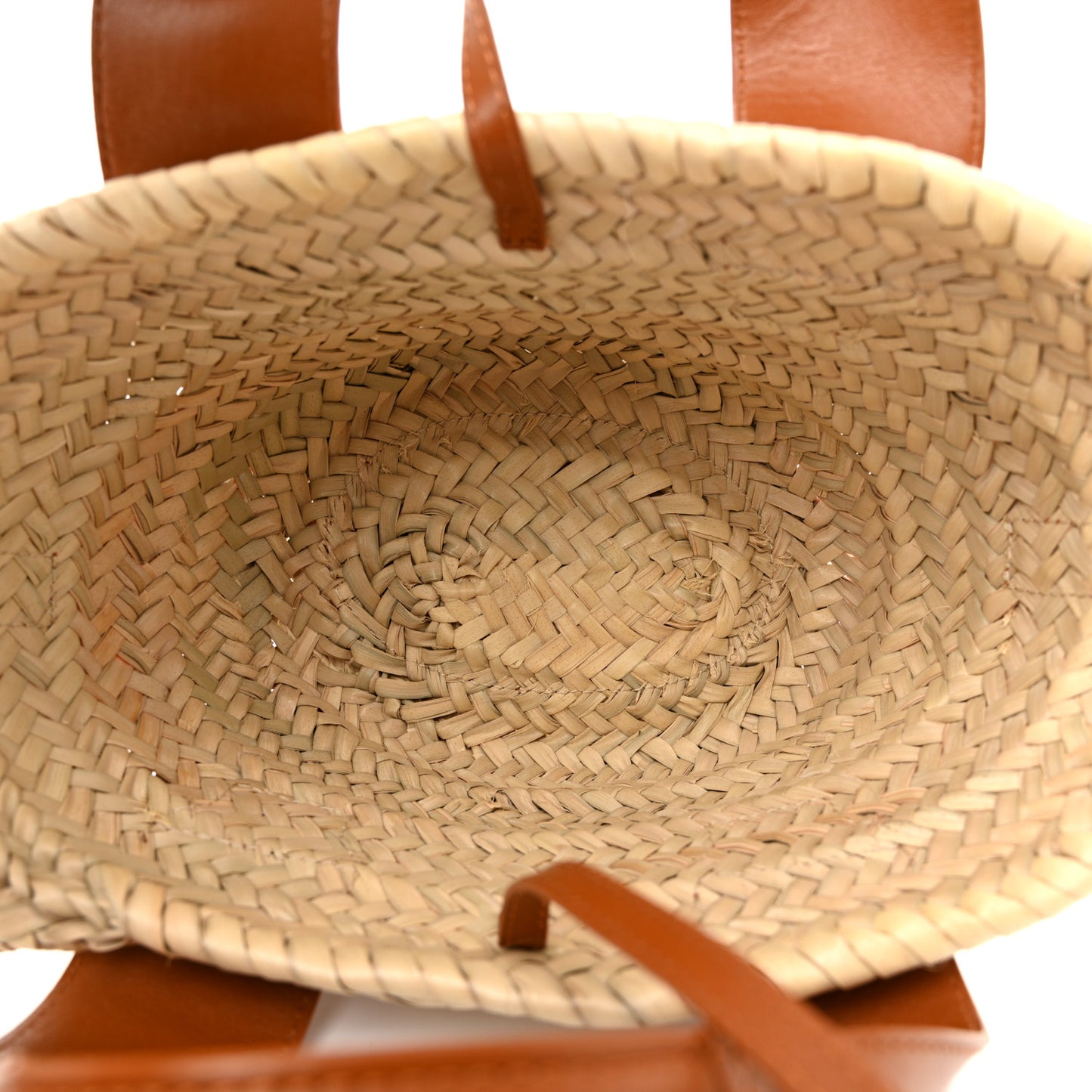Raffia Smooth Calfskin Small Sense Basket Caramel