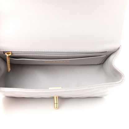 Chanel Lambskin Quilted Mini Top Handle Rectangular Flap Grey 5 of 9