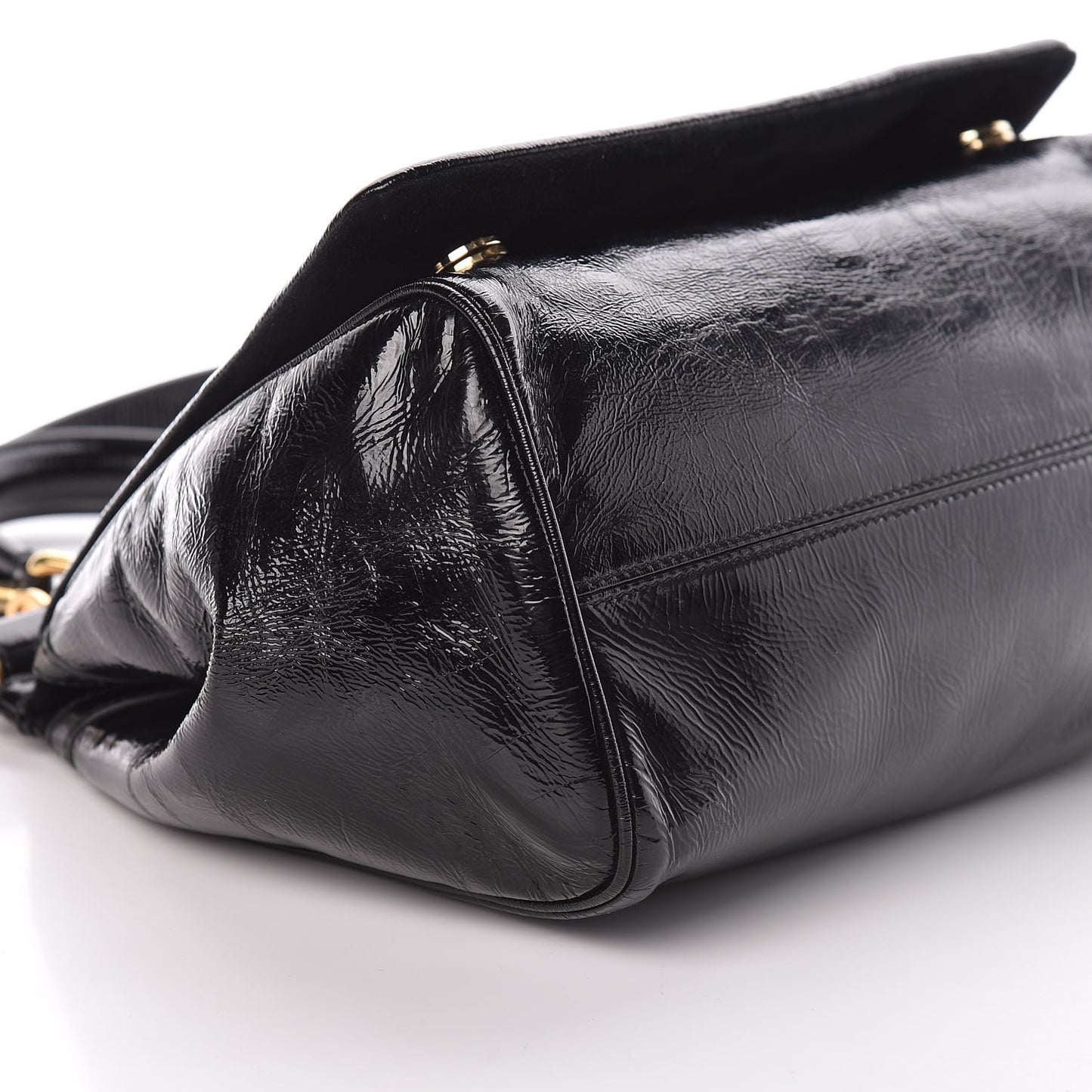 Patent Medium Miss Sicily Tote Black