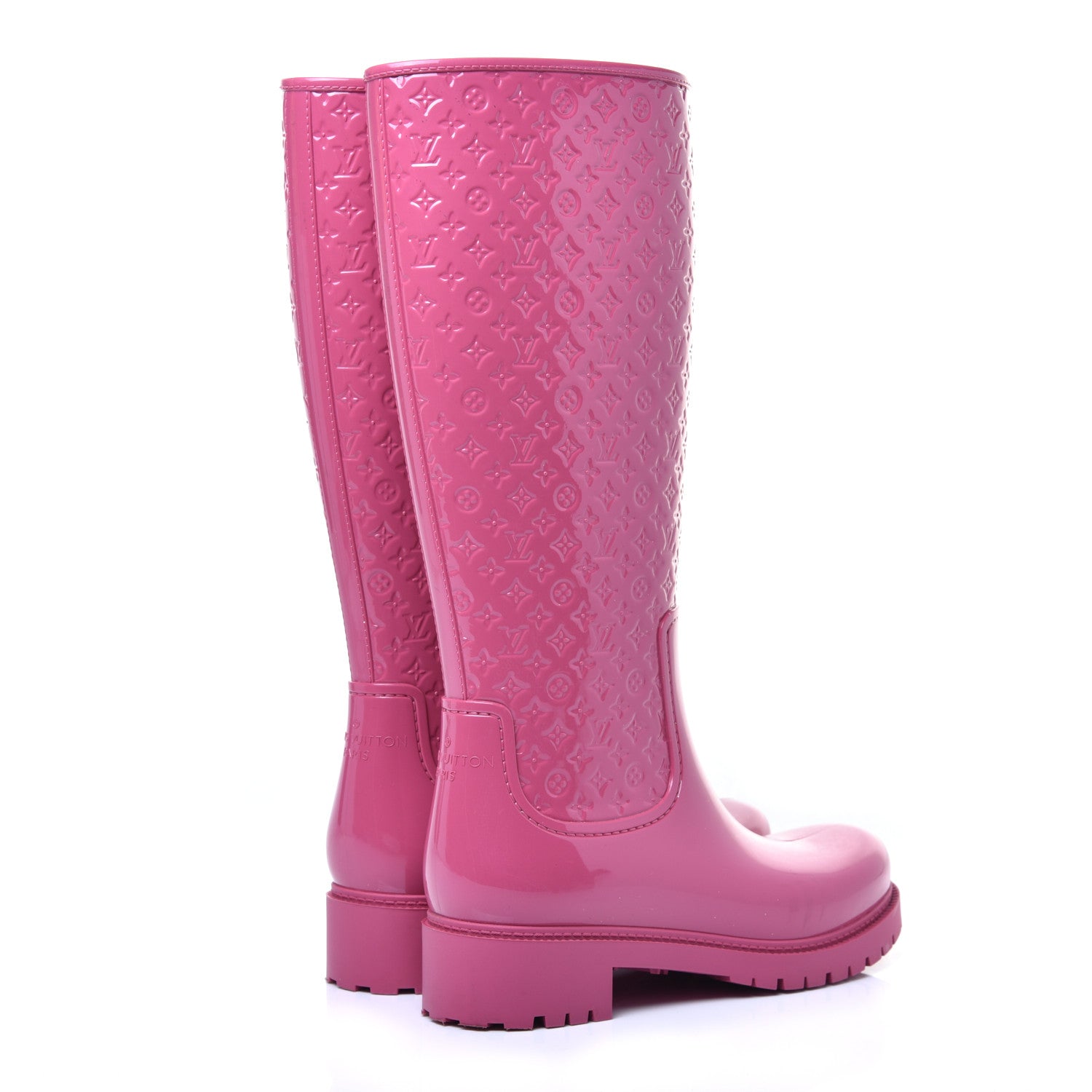 Louis Vuitton Rubber Embossed Monogram Splash Rain Boots 38 Pink 4 of 8