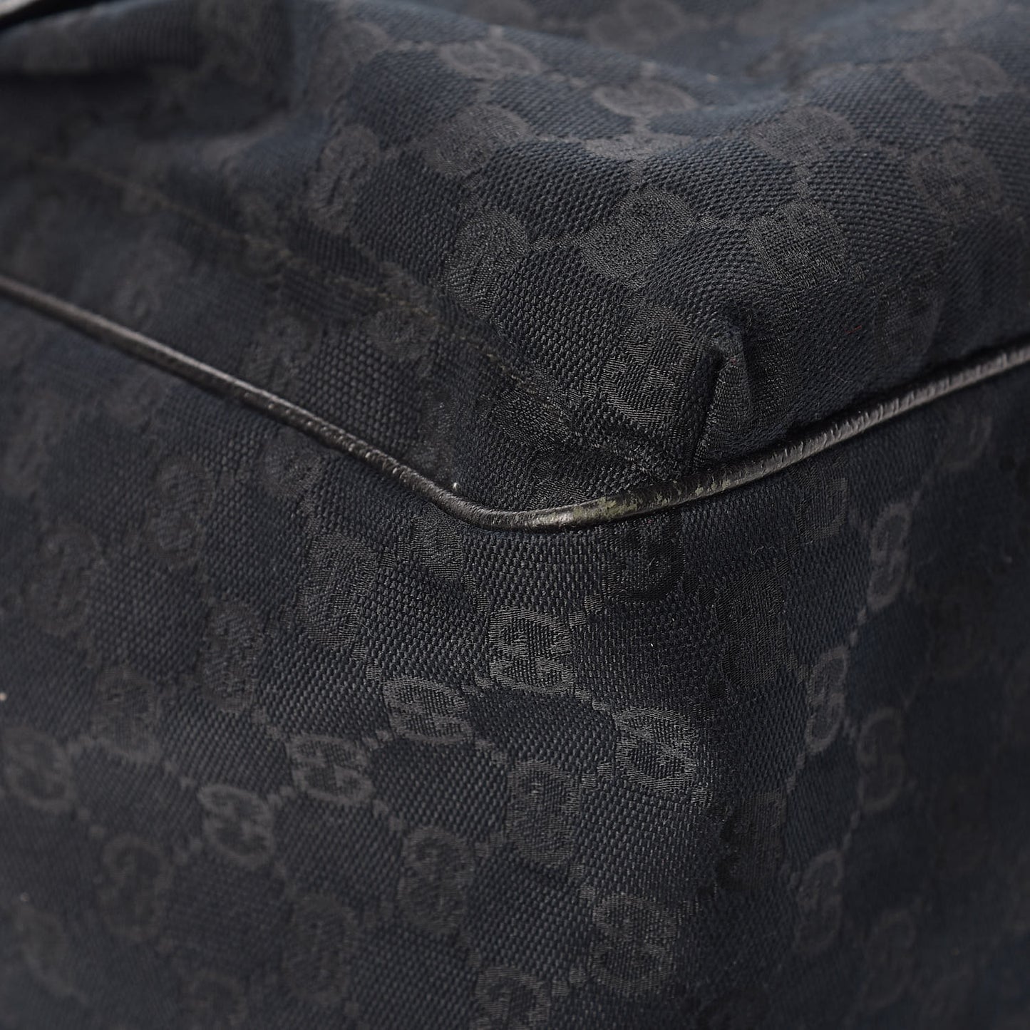 GG Monogram Medium Web Handle Double Pocket Tote Black
