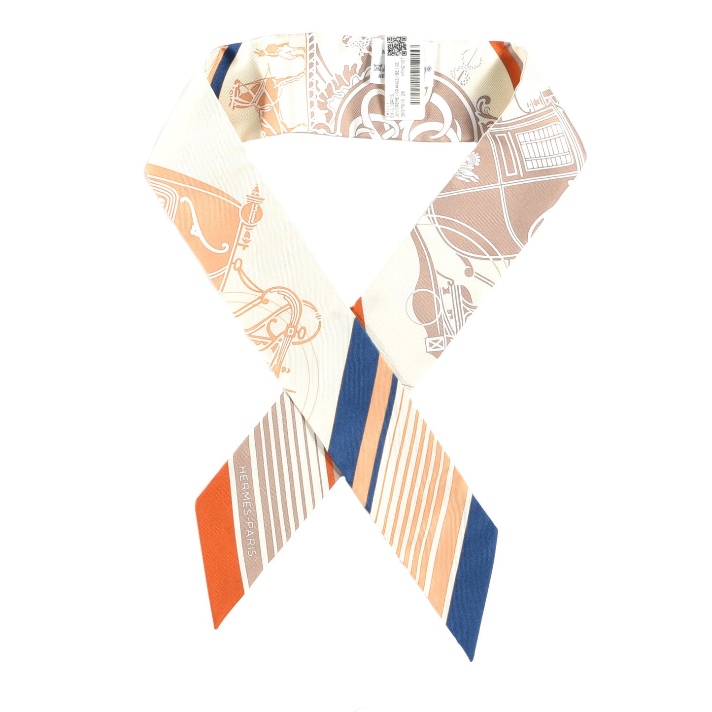 Silk Ex-Libris Twilly Creme Orange Beige