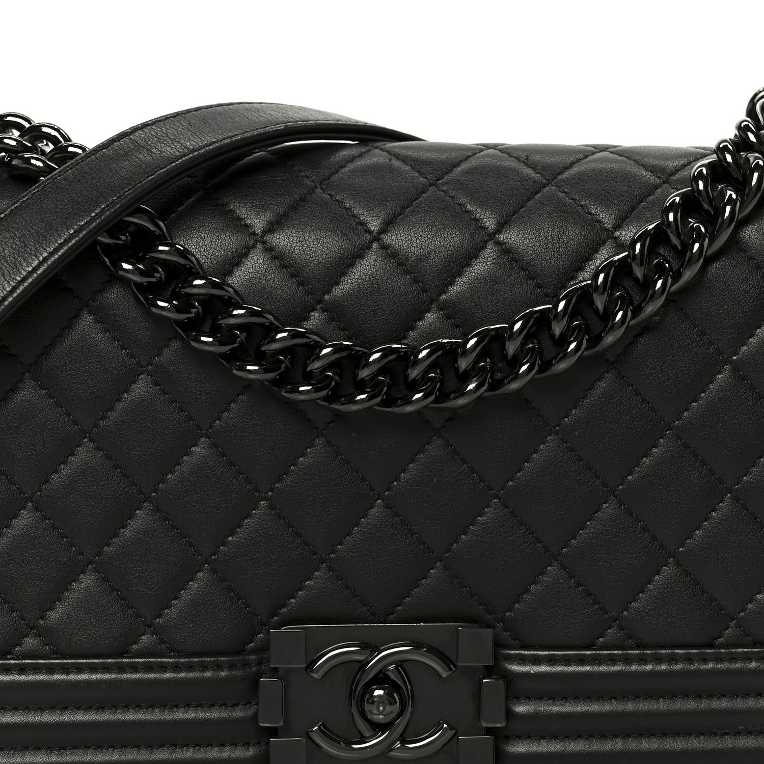 Chanel Calfskin Quilted Medium Boy Flap So Black 8 of 11