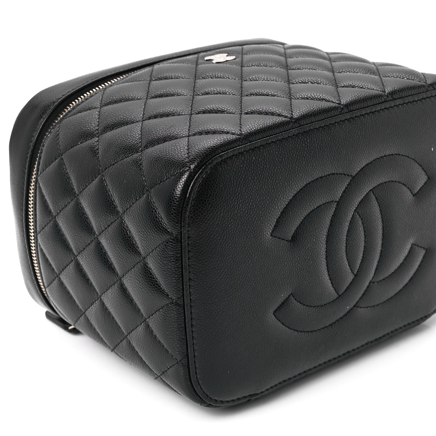 Caviar Quilted Large Vanity Pouch Black