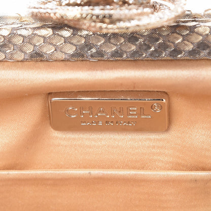 Chanel Metallic Python Crystal CC Clutch Gold 6 of 10