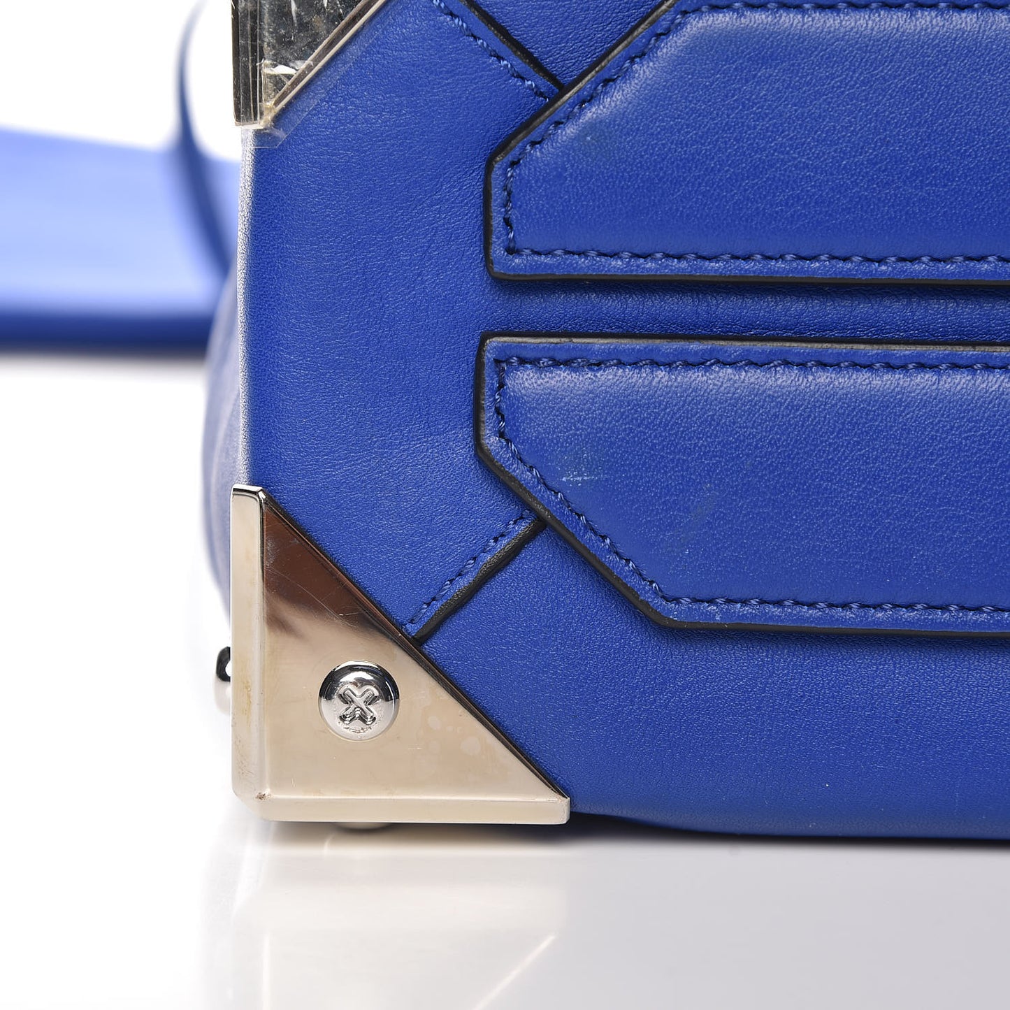 Pebbled Calfskin Prisma Skeletal Tote Azure