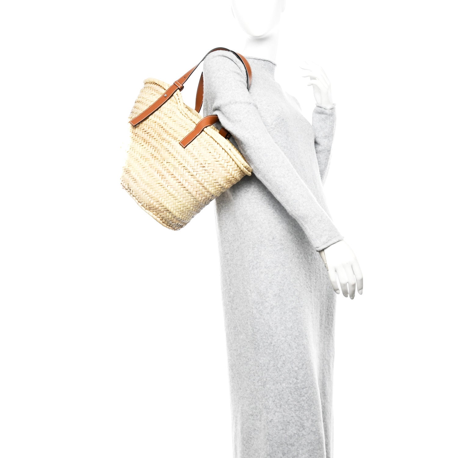 Loewe Raffia Medium Basket Tote Bag Natural Tan 2 of 9