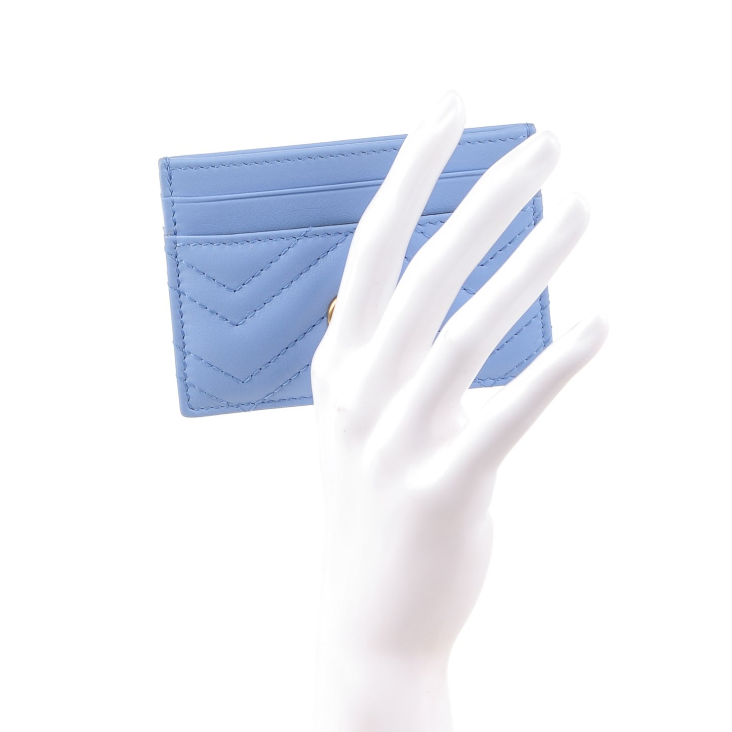Calfskin Matelasse GG Marmont Card Holder Clear Sky Blue