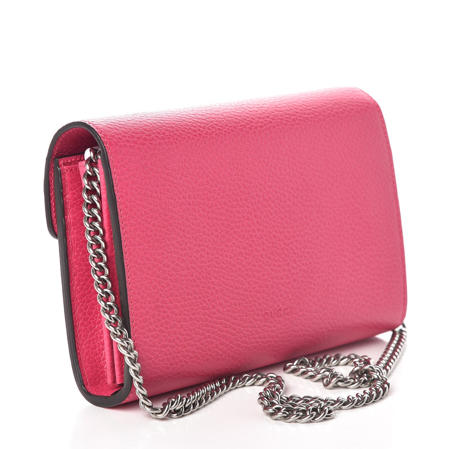 Dollar Calfskin Crystal Mini Dionysus Chain Wallet Box Pink