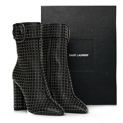 Saint Laurent Nappa Studded Joplin Buckle Booties 40 Black 7 of 7