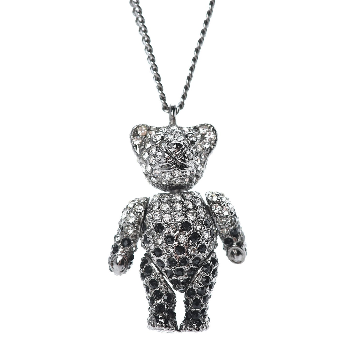 Crystal Teddy Bear Necklace Black