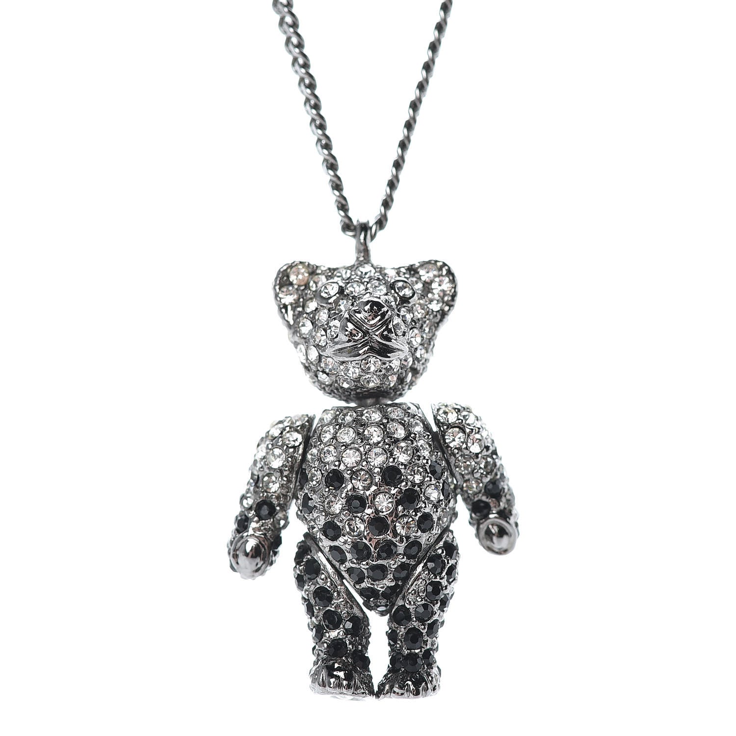 Christian Dior Crystal Teddy Bear Necklace Black 5 of 7