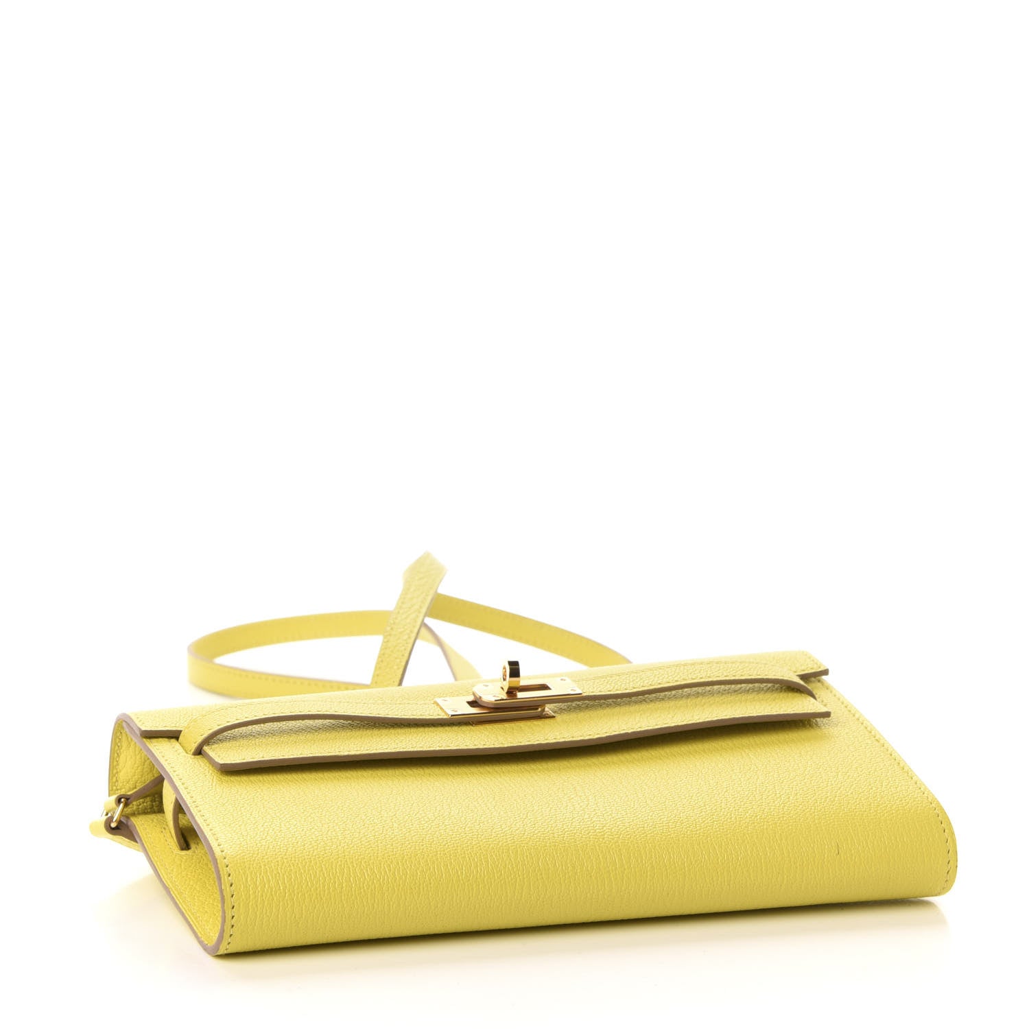 Hermes Chevre Mysore Kelly Wallet To Go Lime 4 of 10