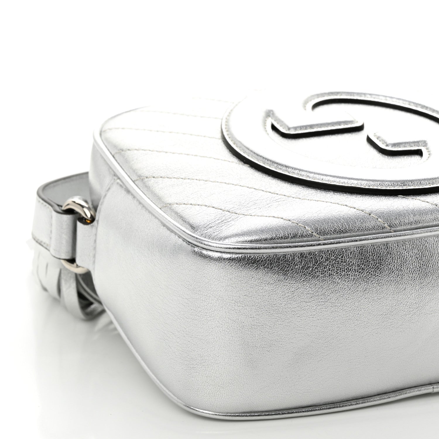 Gucci Metallic Sakai Be Green Calfskin Diagonal Stitched Small Blondie Shoulder Bag Silver 9 of 10