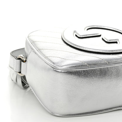 Gucci Metallic Sakai Be Green Calfskin Diagonal Stitched Small Blondie Shoulder Bag Silver 9 of 10