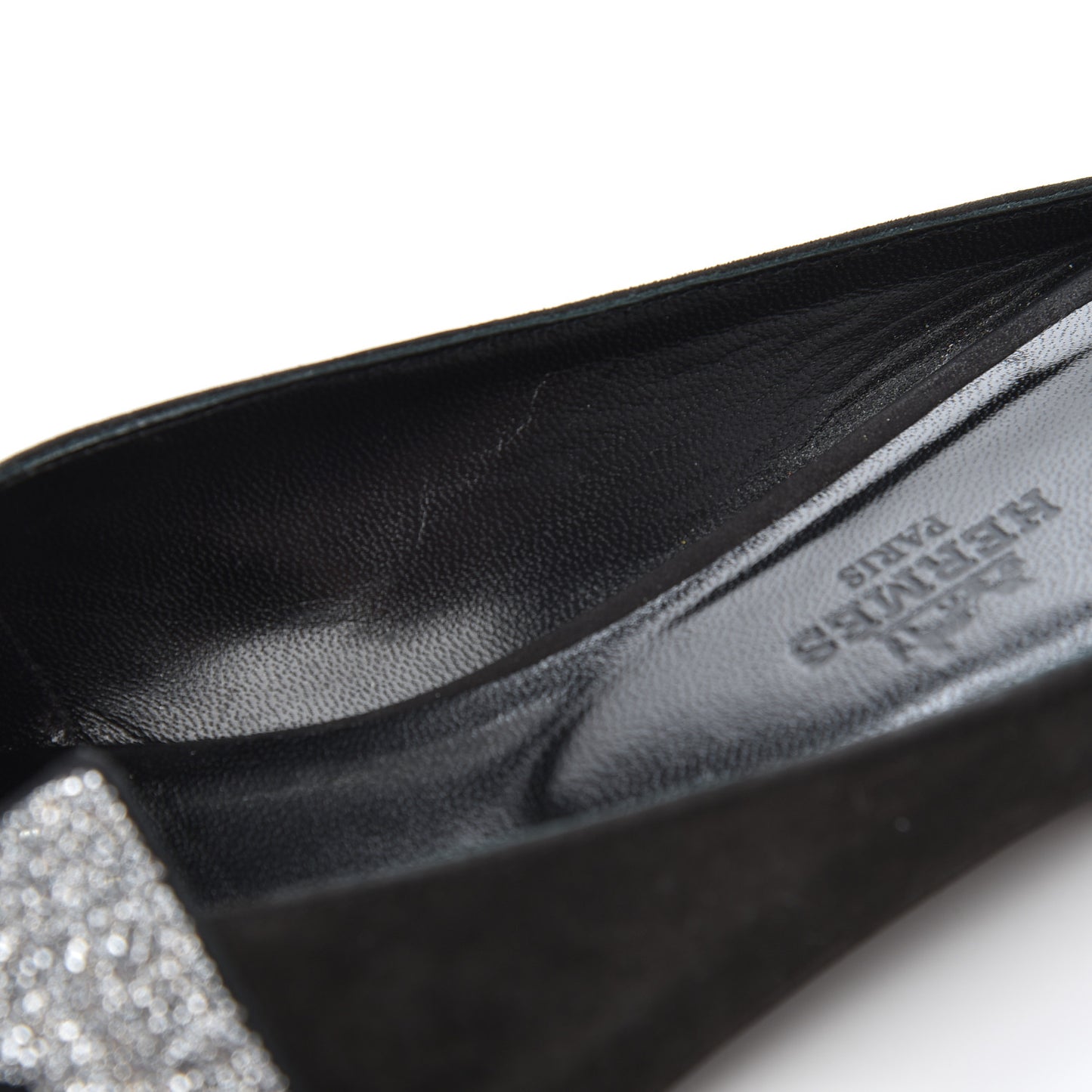 Suede Goatskin Crystal Roxane Mules 36.5 Gris Argente Black