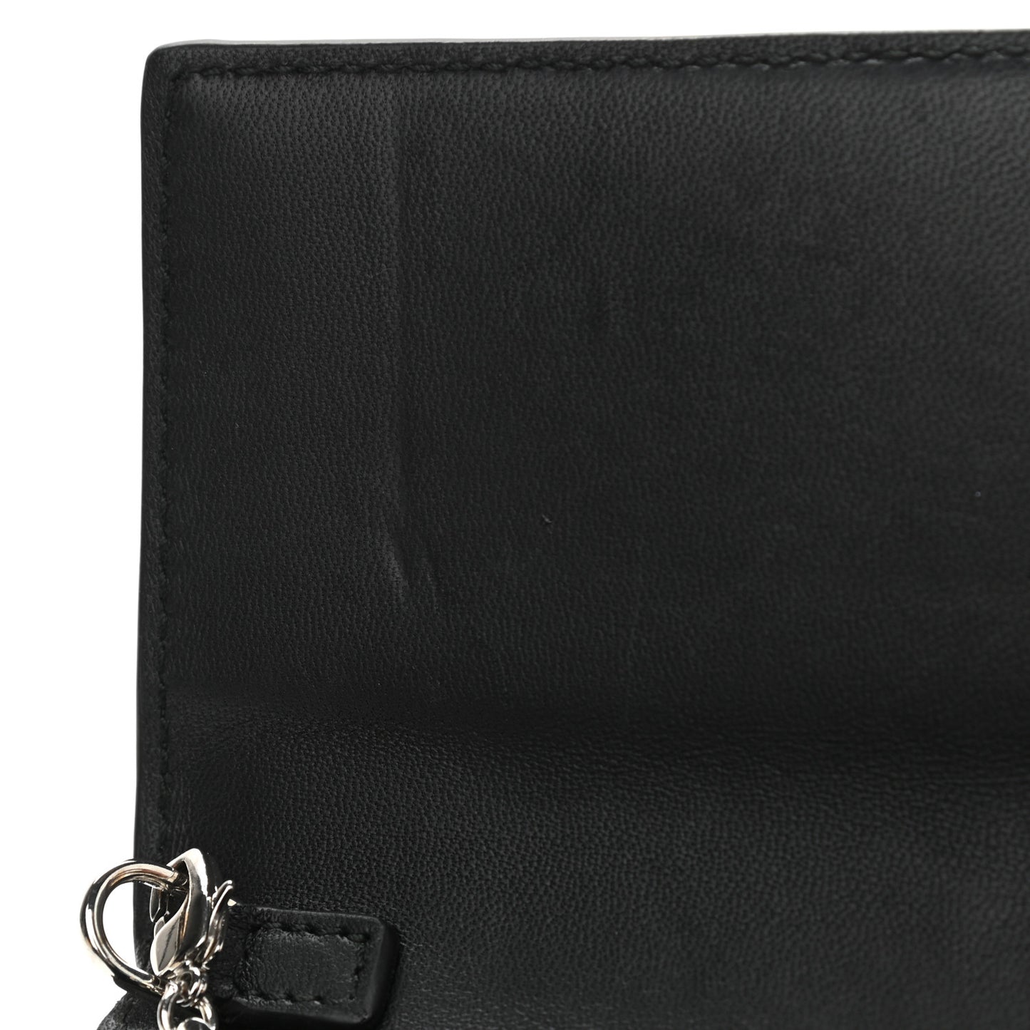 Pebbled Calfskin Skull Wallet on Chain Black