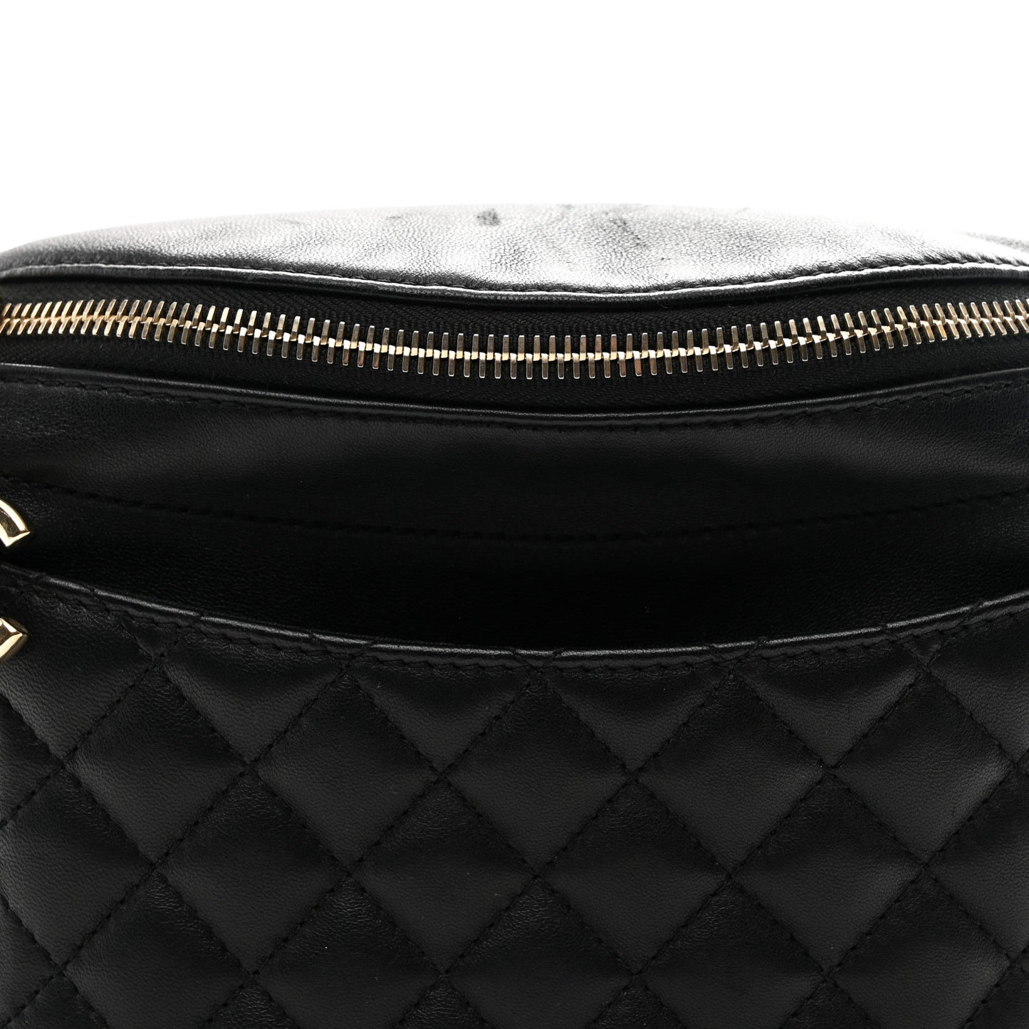 Lambskin Quilted Waist Bag Fanny Pack Black