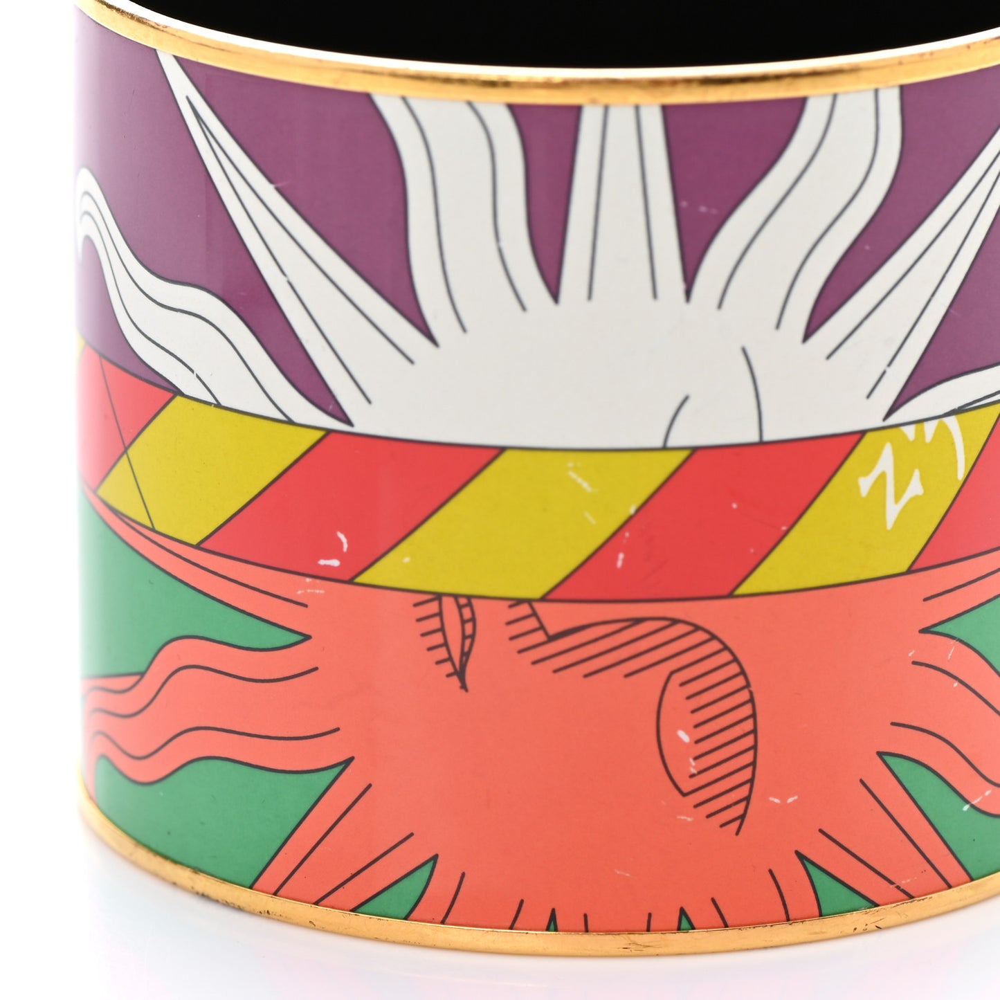 Enamel Printed Mega Wide Astrologie Bracelet 65 Vert Fluo Rose Indien Cobalt