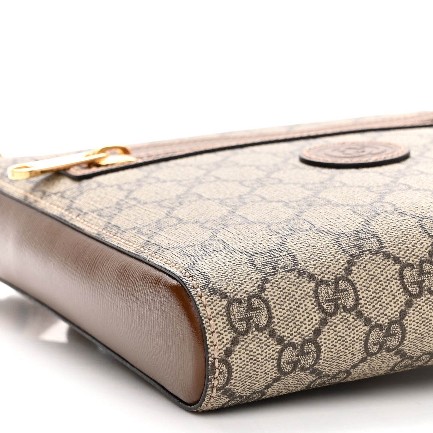 GG Supreme Monogram Azalea Calfskin Retro Interlocking G Flat Messenger Bag Beige Ebony Brown Sugar