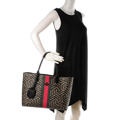 Gucci GG Supreme Monogram Caleido Web Medium Tote Beige Ebony 2 of 7
