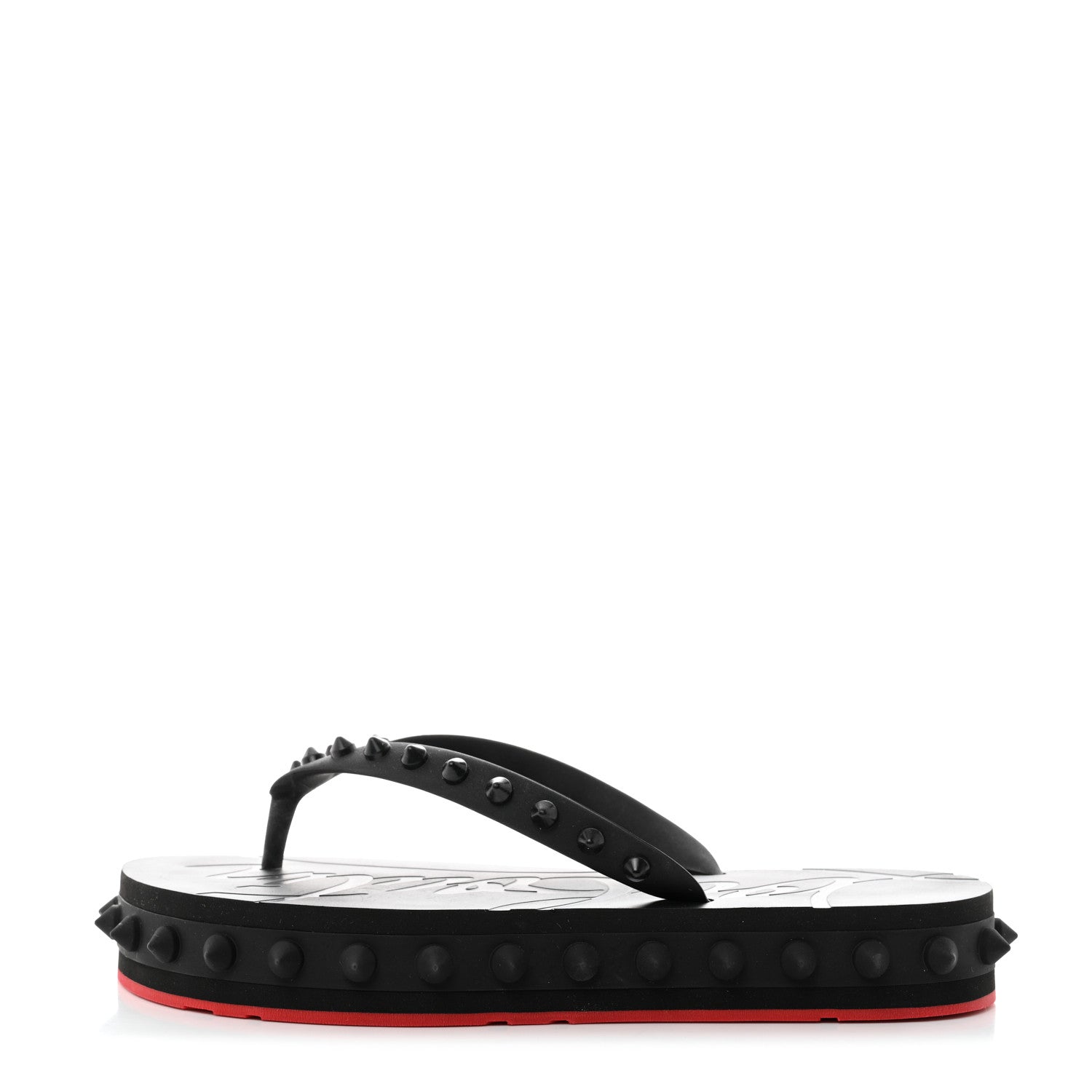 Christian Louboutin Rubber Spike Loubi Flip Flip Platform Sandals 36 Black 1 of 8