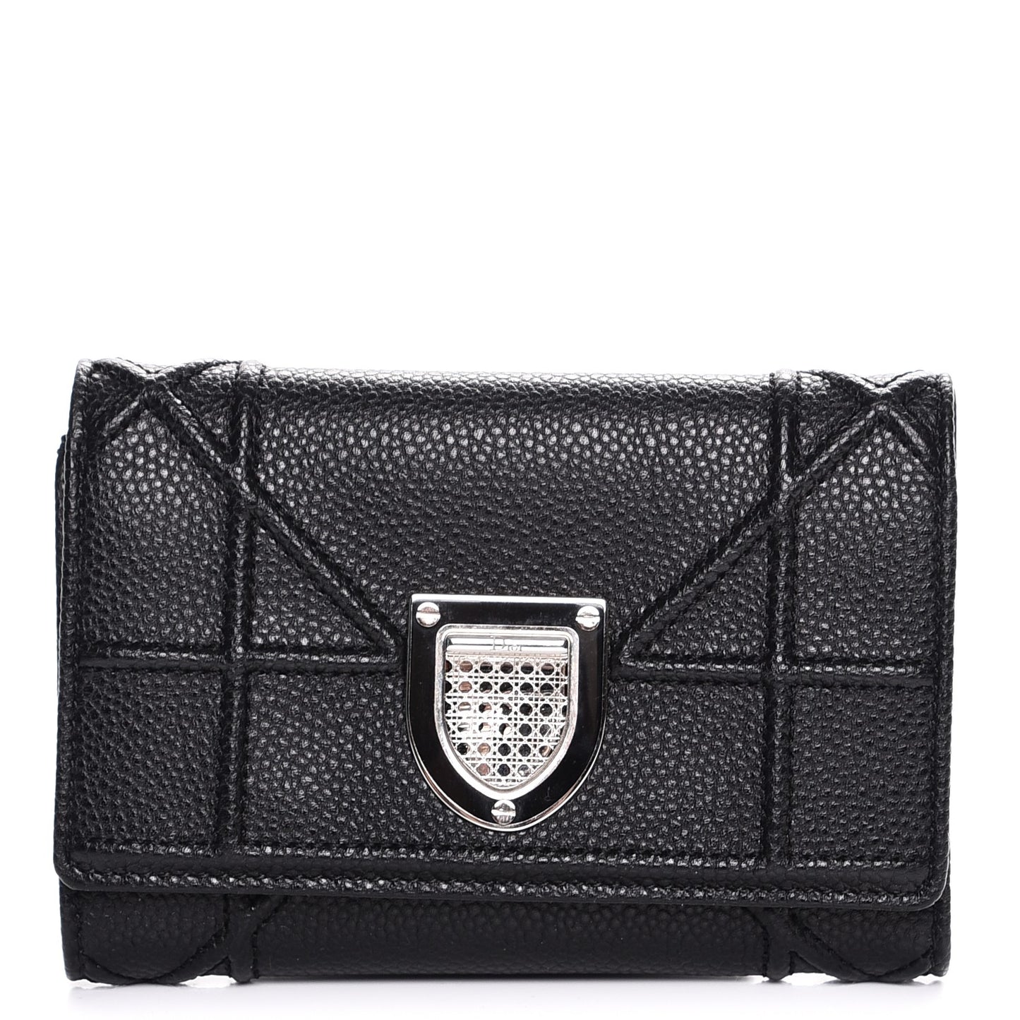 Grained Calfskin Cannage Diorama Elancee Wallet Black