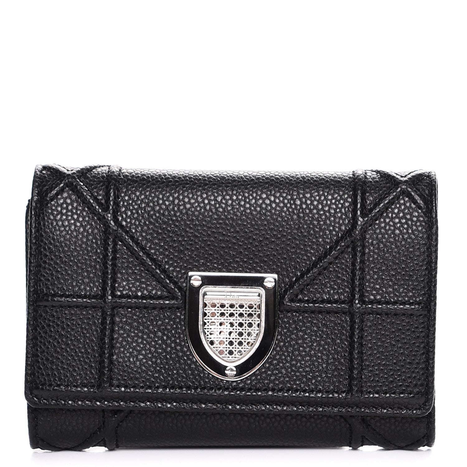 Christian Dior Grained Calfskin Cannage Diorama Elancee Wallet Black 1 of 8