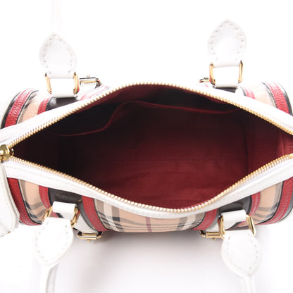 Burberry Haymarket Check Medium Alchester Bowling Bag White Military Red 5 of 15