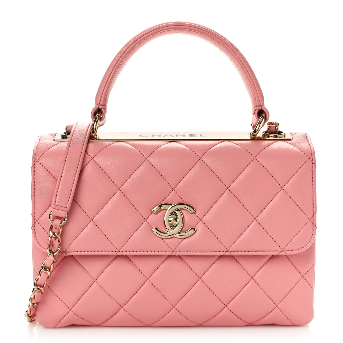 Lambskin Quilted Small Trendy CC Flap Dual Handle Bag Light Pink