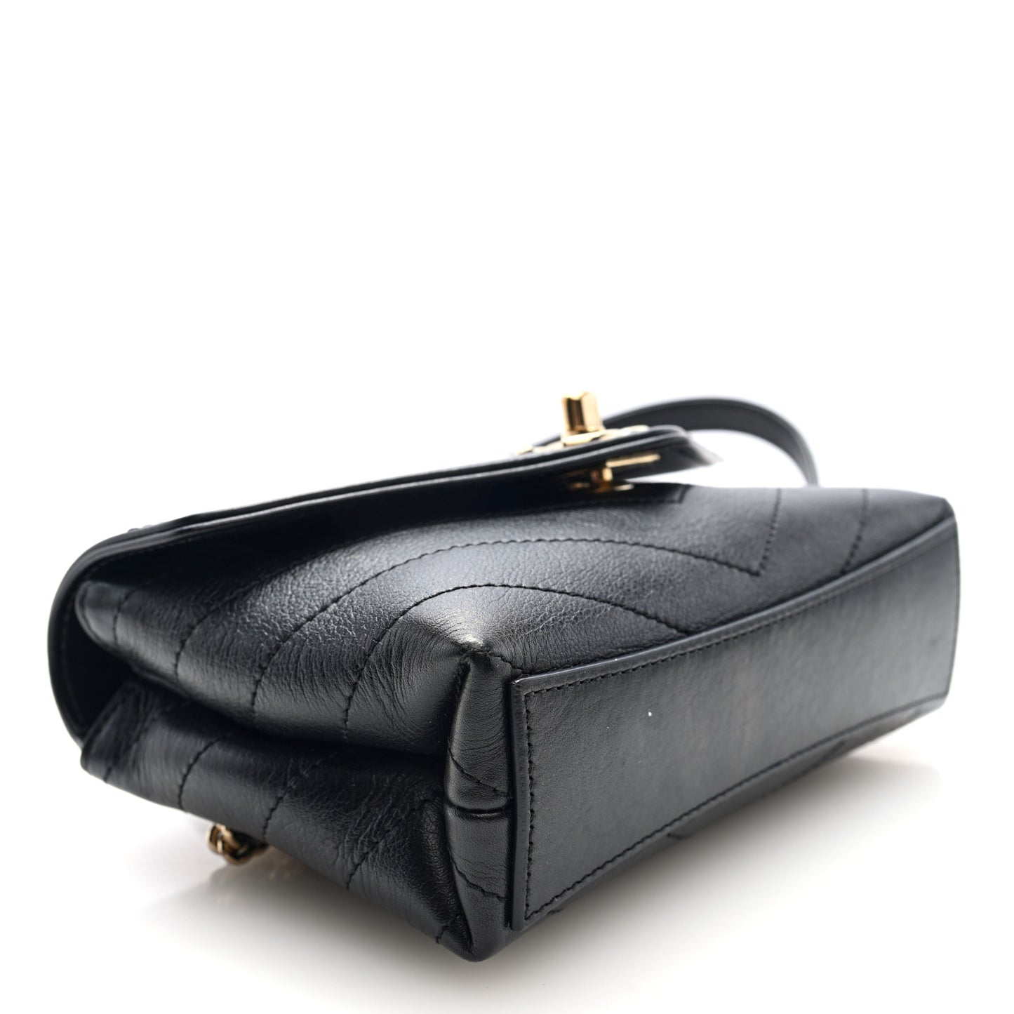 Calfskin Chevron Stitched Coco Waist Bag Black