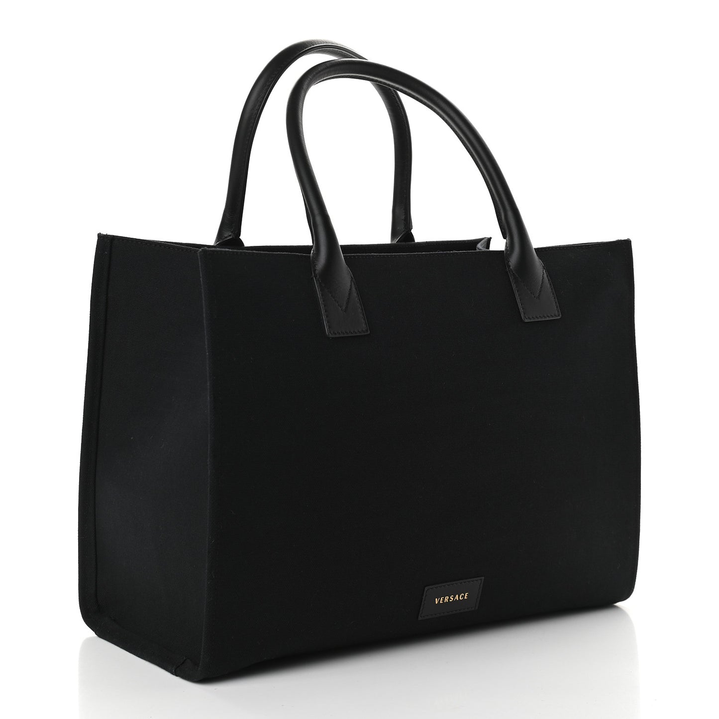 Canvas Suppler Calfskin Cabas GV Signature Tote Black