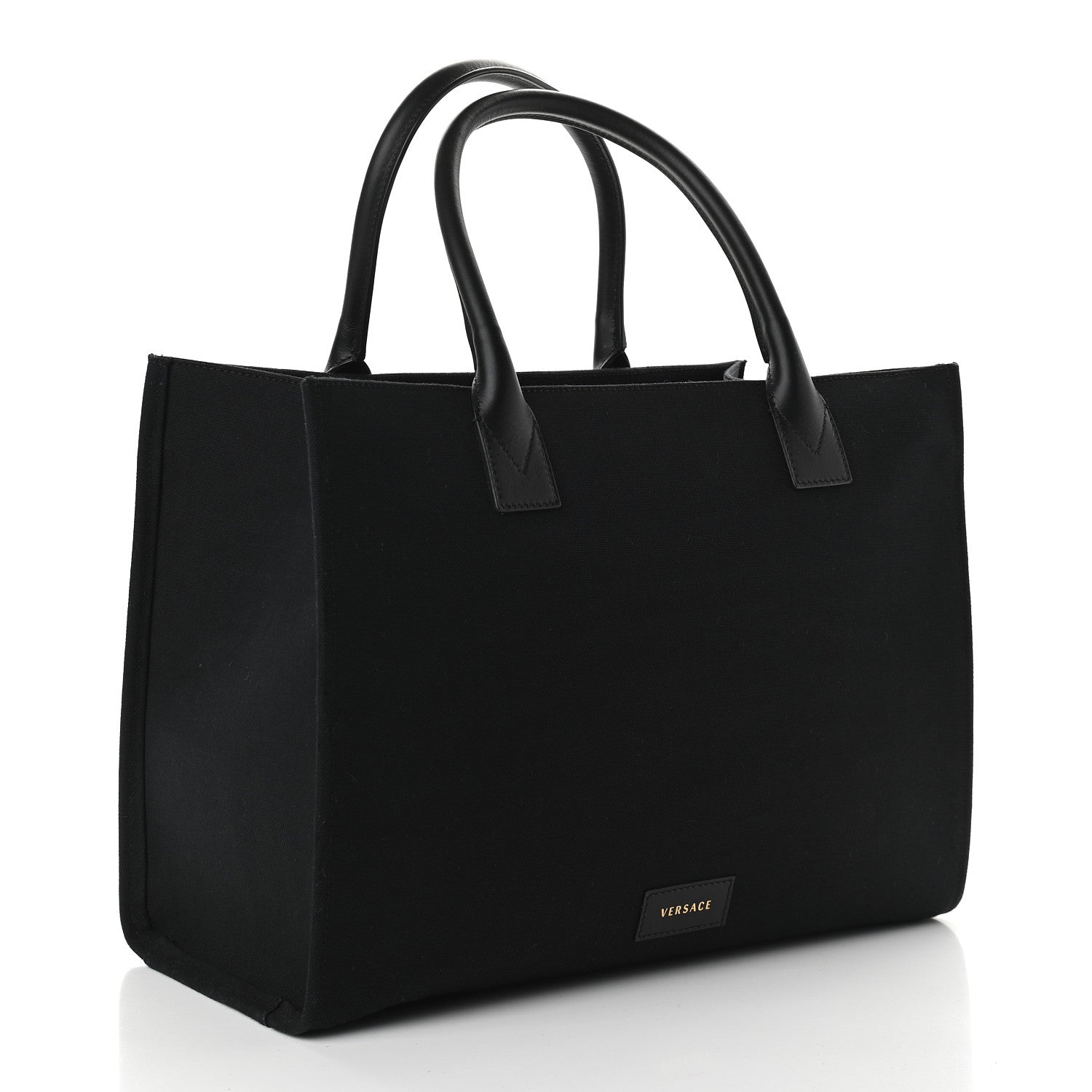 Versace Canvas Suppler Calfskin Cabas GV Signature Tote Black 3 of 8